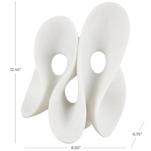 Deco 79 Polystone Abstract Decorative Sculpture Wavy Shaped Home Decor Statue with Cutouts and Speckled Texturing, Accent Figurine 9" x 7" x 12", White - size: 9" x 7" x 12"