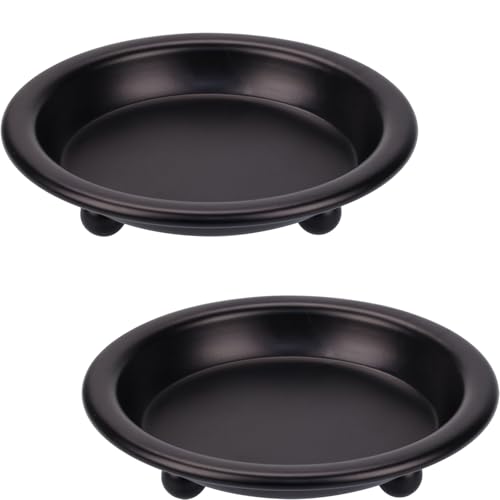Vintage Round Candle Holder Trays, Decorative Iron Candle Plates/Candle Bases for Home Decor, 4.2" Diameter for Pillar & Tealight Candles (Black) - color: Black