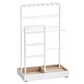 SONGMICS Jewelry Holder, Jewelry Organizer, Jewelry Display Stand with Metal Frame, Velvet Tray, Necklace Earring Bracelet Holder, for Studs, Rings, Gift Idea, Matte White UJJS021W01 - color: Matte White