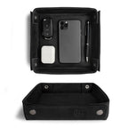 Hide & Drink, Leather Catchall Change Keys Coins Jewels Box Tray Big Storage, Handmade - Charcoal Black - color: Charcoal Black