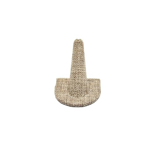 MOOCA 6 Pcs Set Burlap Finger Ring Display, Ring Holder Display, Jewelry Storage Jewelry Stands for Shows, Linen Color, 2" W x 2" H - color: Burlap Linen
