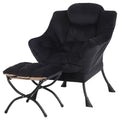 Tiita Lazy Chair with Ottoman, Black Modern Large Accent Chair, Comfy Leisure Sofa Armchair with Ottoman, Reading Chair with Footrest for Bedroom, Living Room, Dorm Rooms, Velvet Black - color: Black
