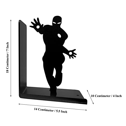 Superhero Bookends | Decorative Bookends for Shelves | Non-Skid Book Holders for Shelves, Table | Unique Home/Office Decor | Heavy Bookends| Metal Book Ends| 7x5.5x4 Inches Each - size: 7 x 5.5 x 4 inches | 2.5 pounds