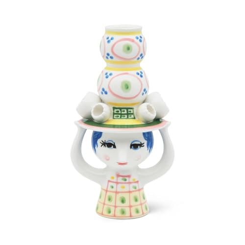 Bjørn Wiinblad Lady with Hat Candleholder | Hand-Painted Glazed Ceramic | Pink | 6.3 in