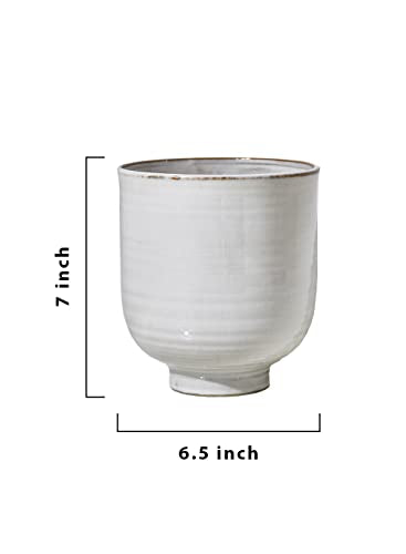 Serene Spaces Living Large Glazed Ceramic Pedestal Bowl- Centerpiece for Vintage Weddings, Events, Measures 7" Tall and 6.5" Diameter - color: 6.5" Pedestal Bowl, 1 Pc
