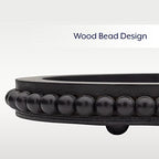 AuldHome Design Wood Beaded Tray (Black), Decorative Farmhouse Style Oval Wooden Tray