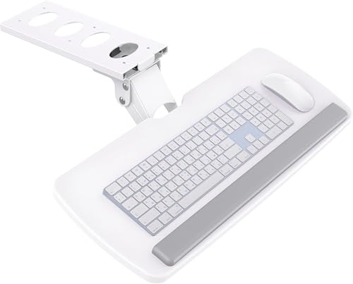 HUANUO Keyboard Tray Under Desk, 360 Adjustable Ergonomic Sliding Keyboard & Mouse Tray, Under Desk Keyboard Tray Slide Out, Keyboard Holder Under Desk for Typing in Home, Office Work, 25"W x 9.84"D - color: White