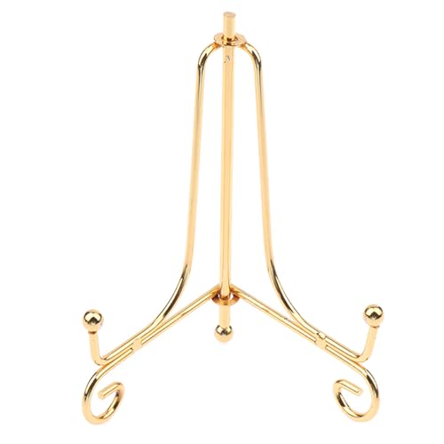 Gold Iron Display Stand Craft Bracket Book Holder Photo Pedestal Bowl Dish Frame Picture Plate Rack Easel Storage Decoration（6in） - size: Large