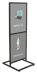 Displays2go Freestanding Poster Holder for up to 2 Graphics - Pedestal Sign Holder Floor Stand - Portrait Sign Stand for Lobbies and Advertising - Black (TWN2BK)
