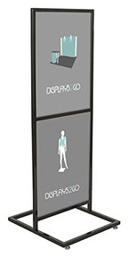 Displays2go Freestanding Poster Holder for up to 2 Graphics - Pedestal Sign Holder Floor Stand - Portrait Sign Stand for Lobbies and Advertising - Black (TWN2BK)