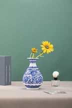 Blue Porcelain Vase, Blue and White Ginger Jar, Handmade Chinoiserie Vase, 8.7'' H - size: Blue 8.7"H