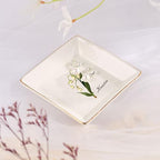 Personalized Birthday Flower Jewelry Tray - Custom Ring Holder Dish with Name for Women Mom Engraved Birth Month Flower Jewelry Tray Gifts for Wife Her Christmas Birthday Anniversary - color: Style 2