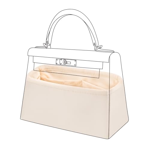 DGAZ Bag Organizer Insert For Kelly pochette/mini II /20/25/28/32/35/40 Bags, Silk Purse Organizer, Simplicity Handbag & Tote Organizer(Craie,KL20) - color: Craie, size: KL20