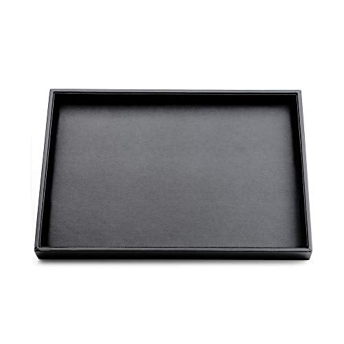 Black PU Leather Jewelry Display Flat Tray Ring Necklace Watch Organizer Display Tray (1 grid) - style: Flat Tray