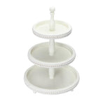 Creative Co-Op Round 3-Tier Decorative Wood Tray with Hobnail Edge, White - color: White, style: 3-Tier