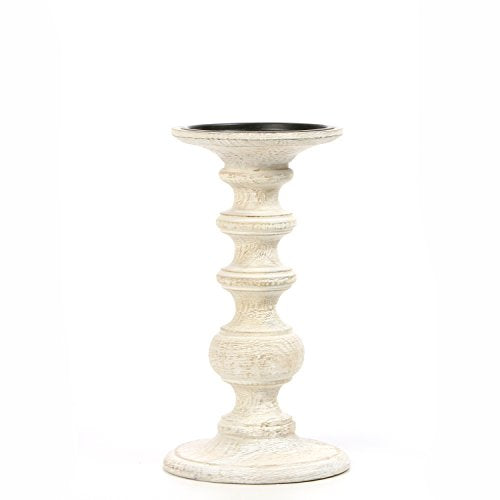 Hosley White Wood Pillar Candle Holder 9 Inch High Ideal Gift for Farmhouse Weddings Special Occasion Spa Aromatherapy Settings Candle Gardens. W1 - color: White, size: 9'' H x 1 Count