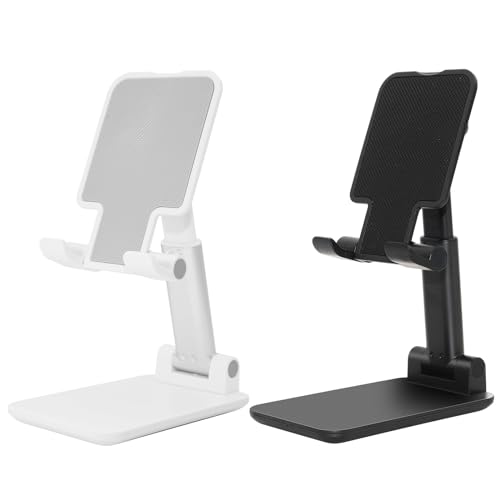 2 Pack Cell Phone Stand, Fully Adjustable Angle Height Phone Stand for Desktop, Foldable Phone Holder Compatible with All Phones 15 14 13 12 11 (Black and White) - color: D-Black & White