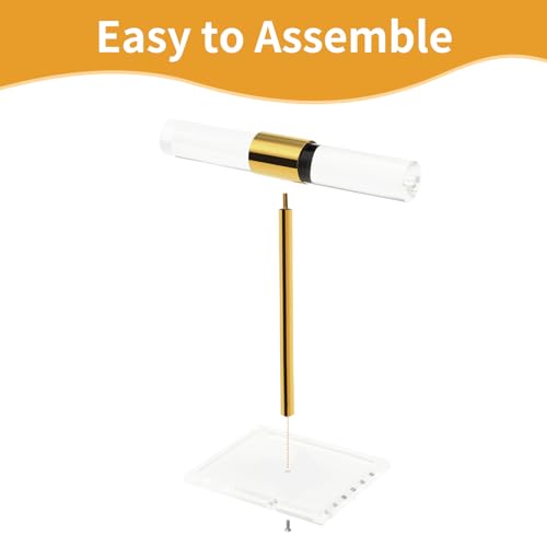 Acrylic Bracelet Holder Display Stand, Tangle-Free T-Bar Necklace Display for Vendors Retail Store Home, Clear Jewelry Organizer, Bangles Watch Holder Stands with Gold Stainless Rod - size: 1 Tier
