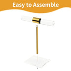 Acrylic Bracelet Holder Display Stand, Tangle-Free T-Bar Necklace Display for Vendors Retail Store Home, Clear Jewelry Organizer, Bangles Watch Holder Stands with Gold Stainless Rod - size: 1 Tier