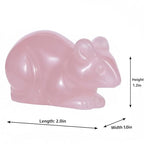 Artistone 2" Rose Quartz Mouse Figurine,Handmade Carved Rat Mice Crystal Statue Pink Gemstone Animal Sculpture Healing Stone for Feng Shui Home Office Garden Decoration