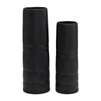 Sagebrook Home Ceramic 18" H Lined Cylinder Vase, Matte Black, Cylinder, Ceramic, Contemporary, 6" L X 6" W X 18" H, Line - color: Black, size: 18.0" H