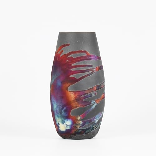 RAAQUU Tsuri 6 inch Handmade Ceramic Raku Vase - Pottery Gifts for Her, Boho, Gift Box, Gift for Mom, Bridesmaid Wedding Gift, Home Décor - CB