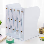 Adjustable Metal Bookends Heavy Duty for Shelves, 2 Dividers, Anti-Slip Design Expandable Book Ends for Desk, Office(White, 19 inches Max) - color: White