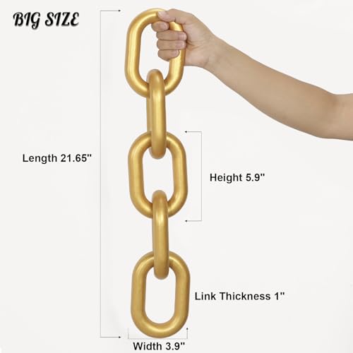 HMASYO Golden Wood Chain Link Decor, 5-Link Wooden Decorative Chain Home Decor Accents, Coffee Table Decor, Shelf Decor Aesthetic, Modern Bookshelf Table Decorative Objects for Living Room - color: Gold, size: 22"D x 3.9"W
