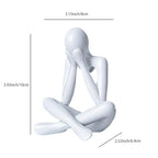 Small Collectible Figurines Abstract Sculpture Statue Desktop Decor Office Shelf Decoration for Home Living Room (White)