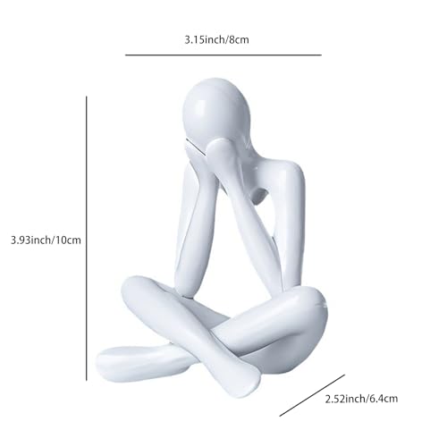 Small Collectible Figurines Abstract Sculpture Statue Desktop Decor Office Shelf Decoration for Home Living Room (White)