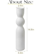 Tall Skinny Vase 15 Inch Thin Vases, Handmade Ceramic Flower Vase Modern Minimalist Style for Living Room, Home, Office, Centerpiece,Table, Wedding Party (White - color: 15inch&white
