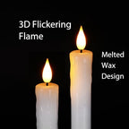 Homemory Real Wax Flameless Taper Candles with Remote Timer, 9.6 Inches White LED Flameless Candlesticks, Dripless Battery Operated Window Candles Flickering Pack of 2 for Fireplace Xmas Halloween - style: Farmhouse - White 9.6"