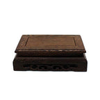 CVHOMEDECO. Primitives Rustic Rosewood Rectangle Display Stand Vase Pot Base Fishbowl Pedestal Stand. (5-3/4 Inch) - size: 5-3/4"L