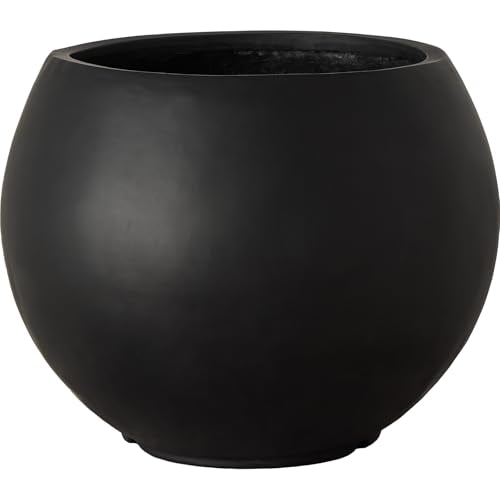 Panlaolao 17 H x 21" Dia (15" Pot Opening) Round Fiberstone Planter with Drainage Hole, Black, Indoor/Outdoor Large Plant Pot for Home Patio Garden, Planter for Christmas Tree, Ideal for Large Plants - color: Black, size: 21 Inch