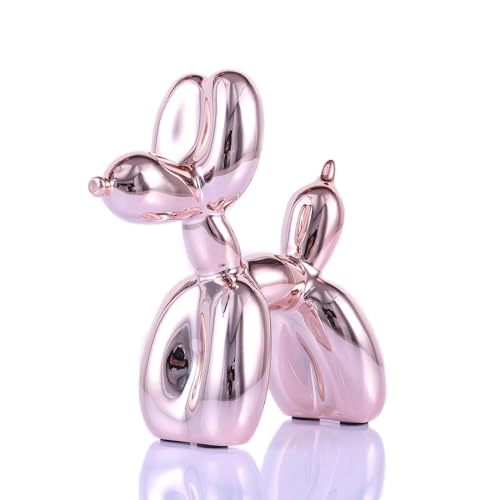 Balloon Dog Sculpture Modern Home Decor Collectible Figurines Funky Statues for Bedroom Trendy Animal Decor for Coffee Table Living Room Decor - color: Pink, size: 3.9*3.9*1.5inch