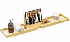 Bathtub Tray - Bath Tray Expandable - Bath Table Trays for Bathtub/Tub,Premium Bamboo Wooden, Fits Most Bath Tubs - color: Bright Yellow