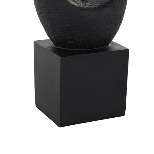 Deco 79 Polystone Abstract Decorative Sculpture Intertwined Loop Home Decor Statue with Block Base, Accent Figurine 6" x 4" x 20", Black - size: 6" x 4" x 20"