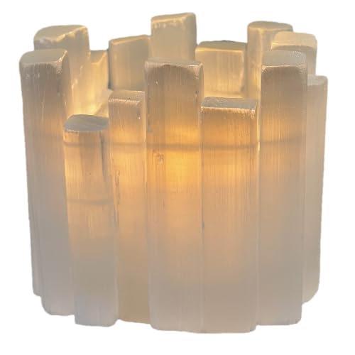 Selenite Tea Light Holder, Natural Selenite Crystal Candle Holders with Different Shapes, for Home Decor, Meditation, Yoga, Reiki, Gifts (Square Irregular Cup)