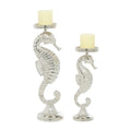 Deco 79 Aluminum Metal Decorative Candle Holder Candle Stand, Set of 2 Candlestick Holder 18", 14"H, Silver