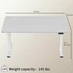 Furmax Electric Height Adjustable Standing Desk Large 63 x 24 Inches Sit Stand Up Desk Home Office Computer Desk Memory Preset with T-Shaped Metal Bracket, White - color: White, size: 63 Inch