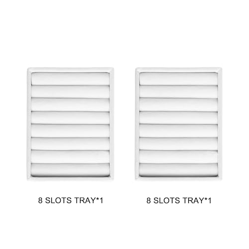 Frebeauty Stackable Jewelry Trays,Small Jewelry Organizer for Drawer,7 Slots Velvet Ring Organizer for Women,4.92 x 3.74 x 0.9 Inches(Set 2,White) - color: White, size: 7 Slots Set 2