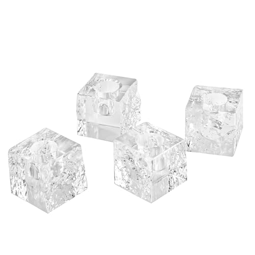 Kitcom Crystal Tea Light Candle Holders Pack of 4 for Tabletop Home Decor W1.97'' X H1.77'', Comes with Gift Box