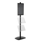 M&T Displays Free Standing Aluminum Display Stand Single Sided Document Brochure Sign Holder Front Loading Portrait Landscape Black Snap Frame 1x(11x17) 2 pcs Clear Acrylic Shelves 8.5x11 Inch - color: Black