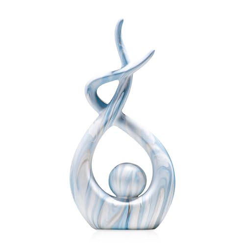 Large Sculpture Home Decor, Blue Table Centerpiece for Dining Room, Ceramic Statues Abstract Art Mantle Decor, Modern Room Decor Accents, Blue Marble Living Room Decoration - color: Blue Marble Large Wide