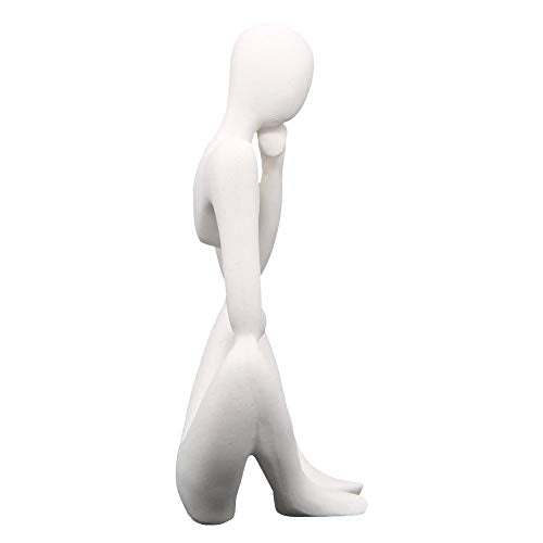 Asng Resin Thinker Style Abstract Sculpture Statue Collectible Figurines Home Office Bookshelf Desktop Decor (White,Right, Large) - color: White,right, size: Large