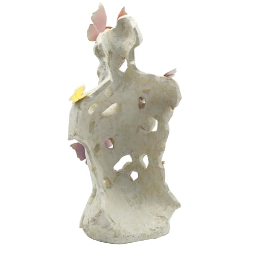 Lukitas Modern Abstract Woman Bust Statue Decor, Female Torso Sculpture with Cracked Hollow Holes, Aesthetic Ornament for Office Living Room Desk Shelves, Resin 16'' - color: Beige 02