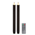 Flameless Taper Candles Flickering with Remote and Timer, 3D Moving Flame Taper Candle Battery Operated to 400 Hours, 9 Inch Window Candles, (Black) - color: Black