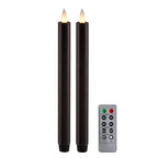 Flameless Taper Candles Flickering with Remote and Timer, 3D Moving Flame Taper Candle Battery Operated to 400 Hours, 9 Inch Window Candles, (Black) - color: Black