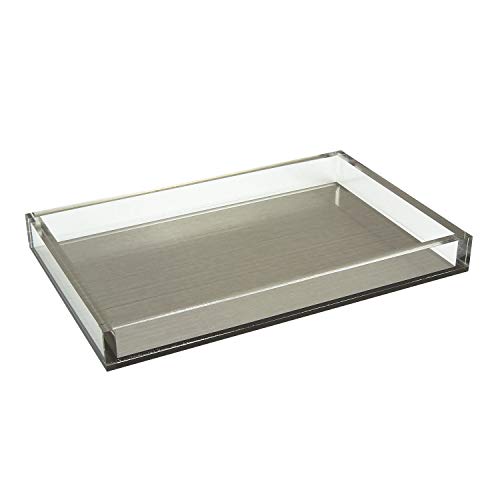 Tizo Design Elegant Lucite Tray, 12" x 8" Acrylic, Multiple Colors Available (Silver) - color: Silver
