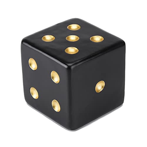 BRABUD Resin Jumbo Dice Decor Black & Gold Dice Statue Living Room Bedroom Office Photographic Decoration 2.7'' TQGJBS380 - color: Black, size: 2.7''